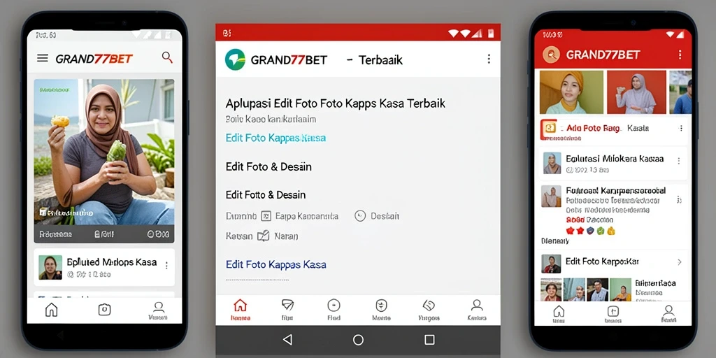 Tampilan antarmuka GRAND77BET dengan berbagai pilihan efek edit foto.