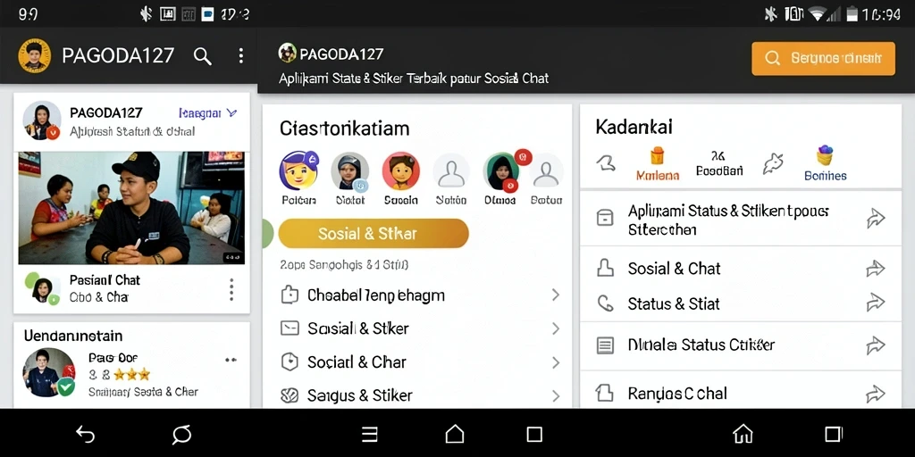 Antarmuka aplikasi PAGODA127 dengan berbagai stiker menarik.