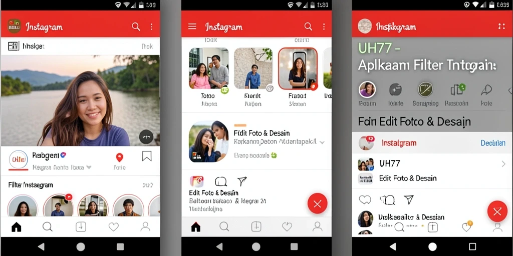 Antarmuka UH77 yang sederhana dengan berbagai filter menarik untuk foto.